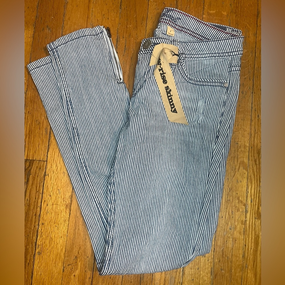 Funky Soul Blue Striped Skinny Jeans